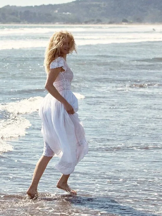 Doen Modeira Dress in Salt‎ White Size Small Crochet Maxi Midi Dress Boho - Picture 16 of 16